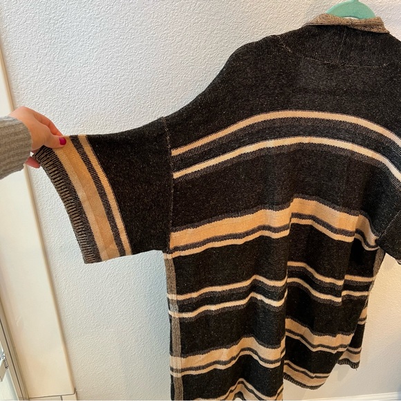 VINCE Textured Striped Wool/Cashmere Blend Cardigan - Picture 4 of 12